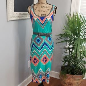As U Wish Tribal Sheath Dress Small